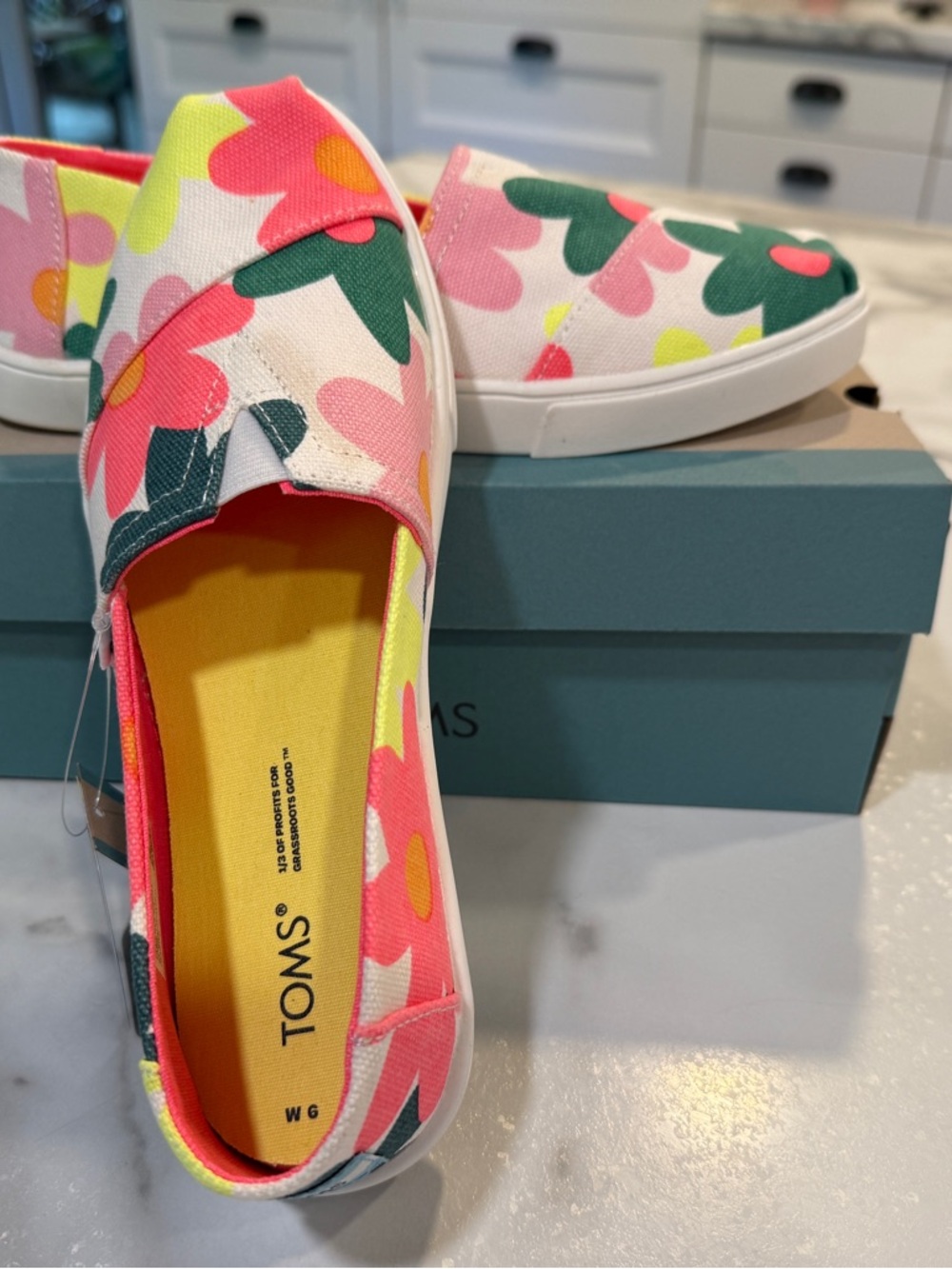 Toms Floral Canvas Slip-On Flats in Pink, Green & Yellow
